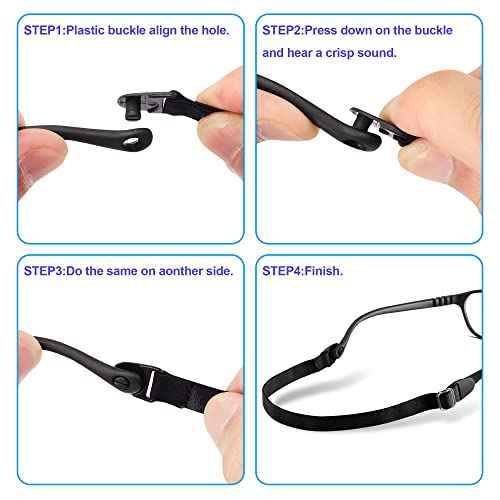 lvvfit Kids Glasses Strap Adjustable Eyeglasses Strap Elastic Eyeglass Band Sports Glasses Strap for Toddler Kids Boys Girls (4pcs Blue)