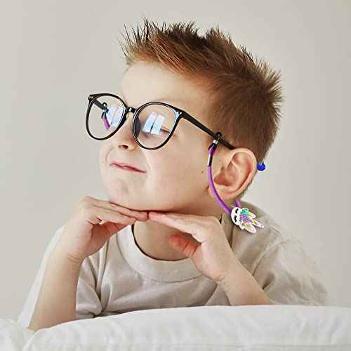 SKYCOOOOL 24 PCS Kids Glasses Strap Rainbow Unicorn Adjuster Anti-slip Silicone Eyeglass Straps Glasses Retainer Cute Decorations For Girls