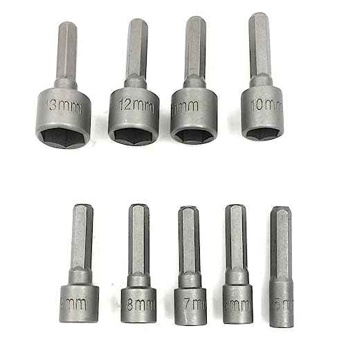 9 Pcs 1/4 Inch Hex Power Nuts Driver Drill Bit Tools Metric Wrench For Quicker Change Chuck Power Socket Aapter 5-13mm