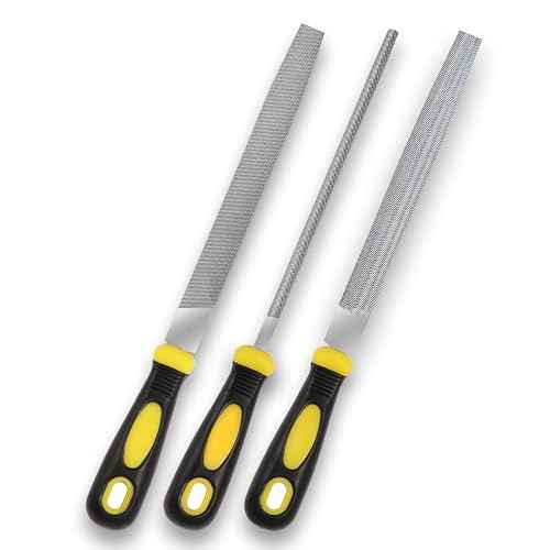 3Pcs Metal File Set, 8-Inch Professional High Carbon Steel Metal File, Includes Flat, Round, Half-Round Metal Files, Durable Hand Files Work for Metal Wood Smoothing Shaping Deburring