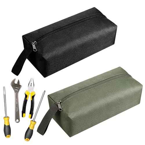2 Pcs Canvas Tool Pouch with Zipper, Multipurpose Small Tool Pouch Screwdriver Tools Bag Suitable for Storing Scattered Electrician Tools Cosmetics Various Items