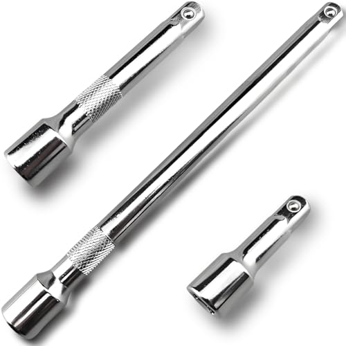 3 Pcs Socket Extension Set, 1/2" Drive Impact Extension Bar Set, 3"(76mm), 5"(127mm), 10"(254mm) Ratchet Extensions Set, Premium Chrome Vanadium Steel, Professional Socket Accessories£¬Silver