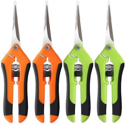 BEoffer 4-Pack 6.5 Inch Stainless Steel Pruning Shears - Orange Green
