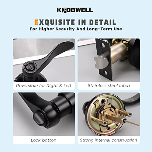 KNOBWELL 10 Pack Black Privacy Door Levers Interior Door Knobs Reversible