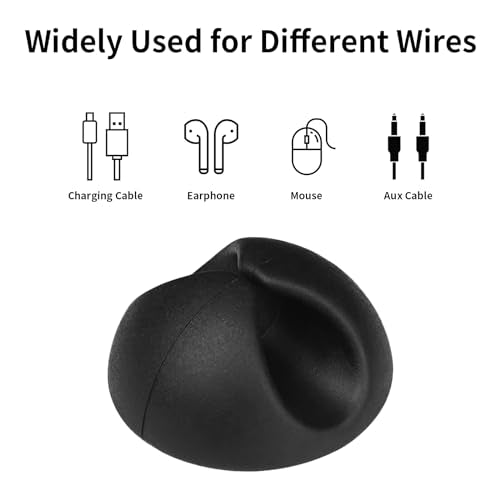 Black Adhesive Cable Clips 12 Pack - Wire Organizer for Desk & Home