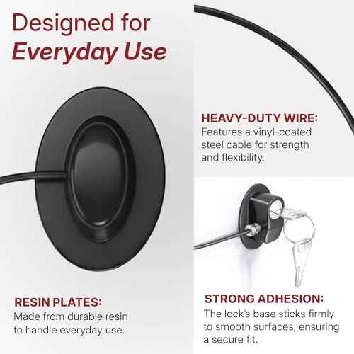 HavenHause Child Safety Lock for Refrigerator, Cabinet, Drawer & Door ? Easy Installation with Strong Adhesive and Heavy-Duty Steel Cable for Home, School, Office ? Key Operated ? Black (Pack of 2)
