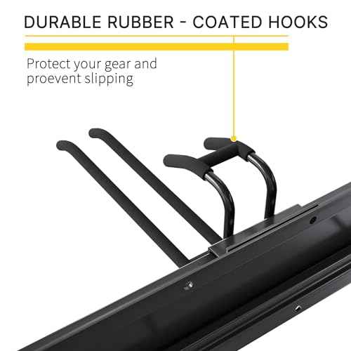 Garage Organization, Garage Tool Organizer Wall Mount with 48 inches Rails and 6 Double-layer Hooks, Tool Organizer Rack For Yard Tools, Shovel, Chair, Snowborad