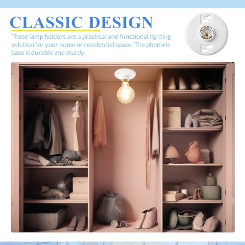 Saysurey 4 Pack White Phenolic Resin E26 Medium Base Light Socket Replacement