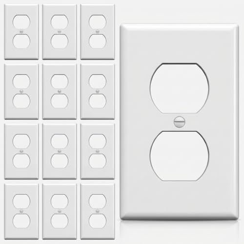 Bates Choice Duplex Wall Outlet Receptacle Wall Plate - White, 4.5 x 2.75 inches, Pack of 12 - Standard Size