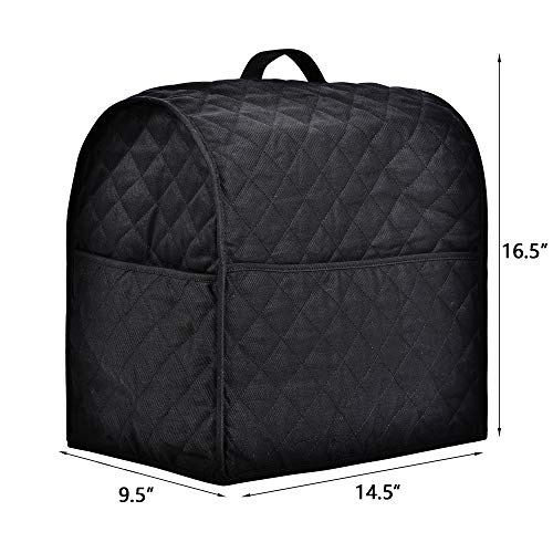 Stand Mixer Cover for KitchenAid 6-8 Quart Tilt Head/Bowl Lift - Black Cotton Fabric