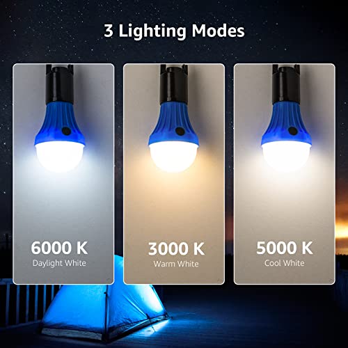 Lepro LED Camping Lantern 3 Light Modes - Orange & Blue, 4 Pack, Batteries Included