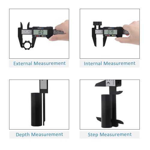 Adoric 6-Inch Digital Caliper Black Inch/Metric Measurement Tool