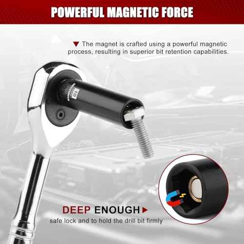 MIXPOWER 1/4" Drive Deep Magnetic Impact Socket, 6 Point, 10mm, Metric, CR-MO