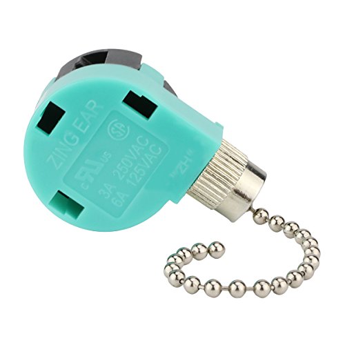 DAYONE ZE-268S6 Nickel Ceiling Fan Switch 3 Speed 4 Wire Replacement - Pull Chain Control