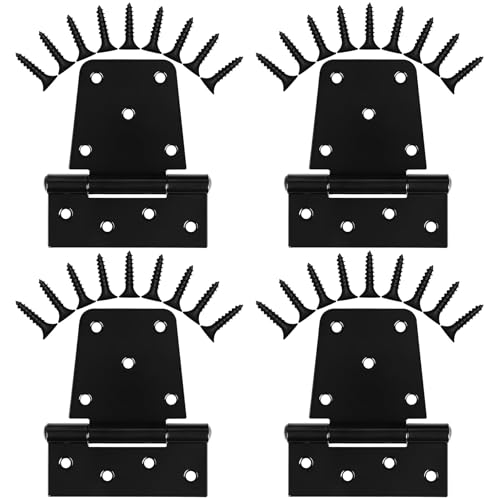 Inchoco Heavy Duty 3.5-Inch Black Gate Hinges 4 Pack - Rust-Resistant Industrial T Hinges for Barn, Shed, Wooden Gates & Fences