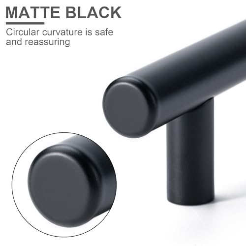 Aegero 10 Pack Matte Black Cabinet Handles 5 Inch Length, 3 Inch Hole Center, Modern Kitchen Hardware