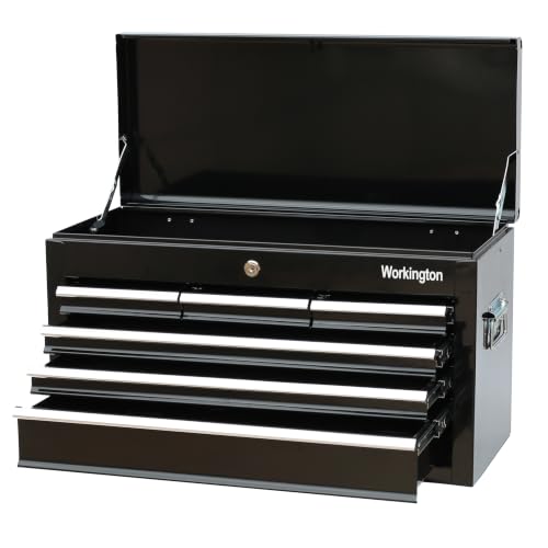 Workington 24" 6-Drawer Portable Metal Tool Chest Cabinet with Ball Bearing Slides - Black