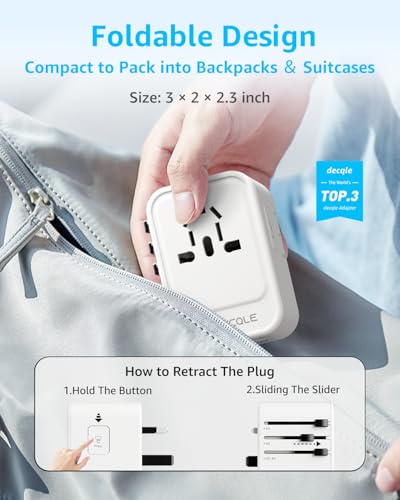 PD20W White Travel Adapter with 2 USB-C & 1 USB-A for 224+ Countries