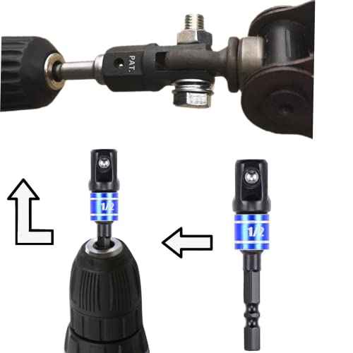 1/2" Scissor Jack Adapter for Use with 1/2 Inch Drive/Impact Drills/Ratchet or Standard Drive Sockets or 13/16 Inch Lug Wrench/Tire Iron or Socket/Easy Lifting (2Pcs Set Black)