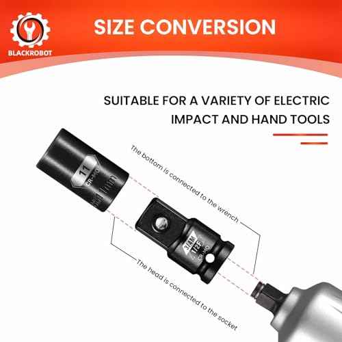 BLACKROBOT 1/2¡±F To 3/4¡±M Impact Socket Adapter, Cr-Mo Steel Exceeds ANSI Standards, Square Drive Reducer for Impact Driver Wrench