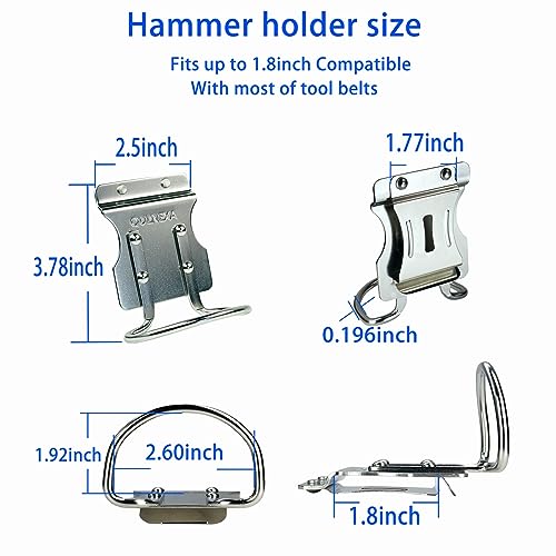 Hammer Holder, Drill Holster, Stainless Steel Hammer Holster,Hammer Holder for Tool Belt£¨2.6inches Hammer Loop£©