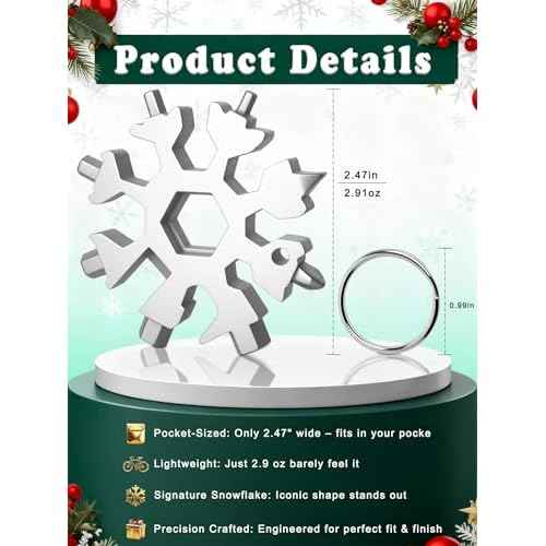 18-in-1 Snowflake Multi Tool ? Stainless Steel with Bottle Opener & Wrench,Compact EDC Tool for Camping,Fishing,Hiking, Stocking Stuffers,Gifts for Men,Dad,Husband (Silver)