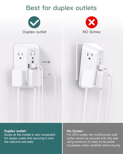 Addtam White Surge Protector Outlet Extender with 6 AC & 4 USB Ports (No PD, 1 Pack)