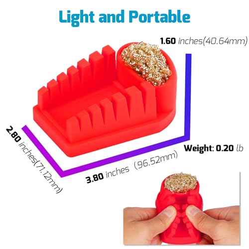 WEP S200 Red Soldering Wire Holder, Heat Resistant Silicone Stand with Brass Wool Tip Cleaner and 6 V-shaped grooves, Helping Hands for Soldering