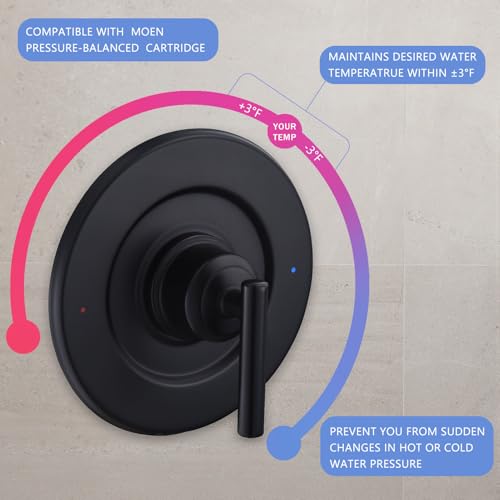 Moen T2901BL Gibson Posi-Temp Valve Trim Kit Matte Black - Replacement Bathroom Fixture