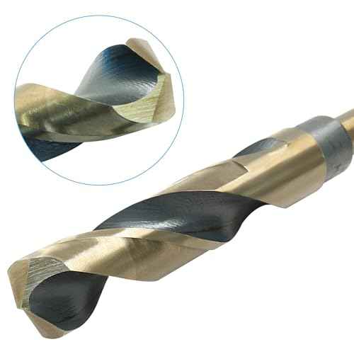 Bivethoi Reduced Shank Twist Drill Bits 16mm Black Nitride & Gold Titanium Coated High Speed Steel 4341 with 10mm Shank for Drilling Steel Plate