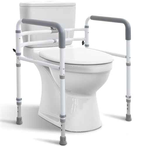 Toilet Rails - Toilet Safety Rail for Elderly Adults - Adjustable Bathroom Toilet Handles - Toilet Safety Frame & Rails - Toilet Grab Bars for Senior, Handicap & Disabled,Fits Most Toilets