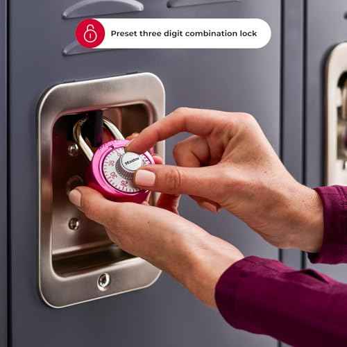 Master Lock 1530DPNK Locker Lock Combination Padlock, 1 Pack, Pink
