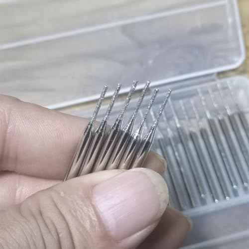 Luo ke 30 Pcs Needle Shape Diamond Burr Set, 1/8'' Shank Diamond Mounted Bead Reamer Drill Bits for Rotary Tools Includes Dremel(Size:1mm)