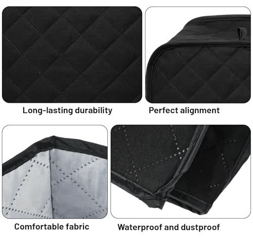 2-Slice Toaster Cover, Waterproof Polyester Toaster Cover for 2-Slice Toasters, Black