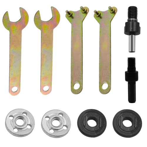 10 Pack Grinder Flange Angle Wrench Spanner with Metal Lock Nut and Connecting Rod Shank Mandrel Arbor Adapter Repair Kit Tool for Electric Hand Power Drill Grinders