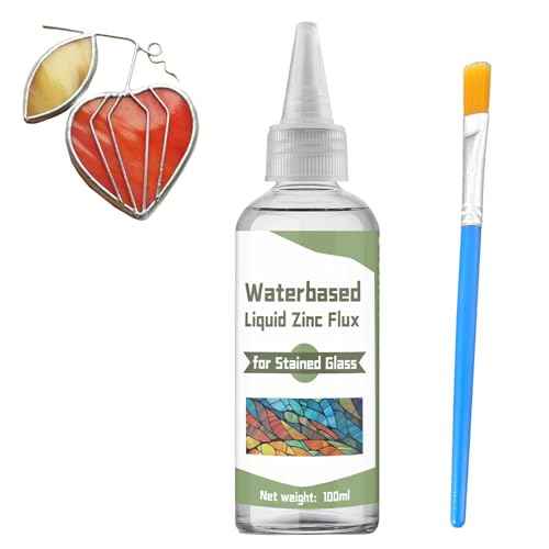 Liquid Flux Soldering 100ml - Stained Glass Flux for Soldering Work, Glass Repair and More - Stain Glass Tools and Supplies - Waterbased Liquid Zinc Flux for Stained Glass