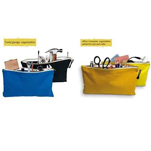 Canvas Tool Bag Zipper Pouch - 6 Pack Heavy Duty Tools Utility Pouches, Multipurpose Storage Organizer Tote Bags with Dependable Metal Zippers, 12.5 x 7-Inch, Olive/Orange/Blue/Yellow/White/Black