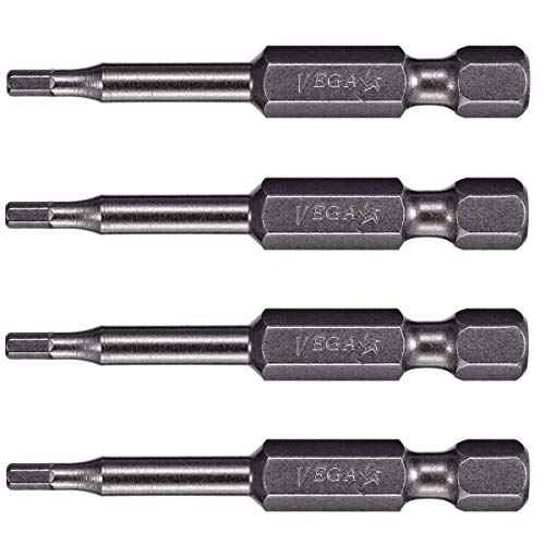 VEGA 3/32" Hex Power Bits. Professional Grade ¨ù Inch Hex Shank 3/32", 2 Inch Power Bits. 150H0664A-4 (Pack of 4)