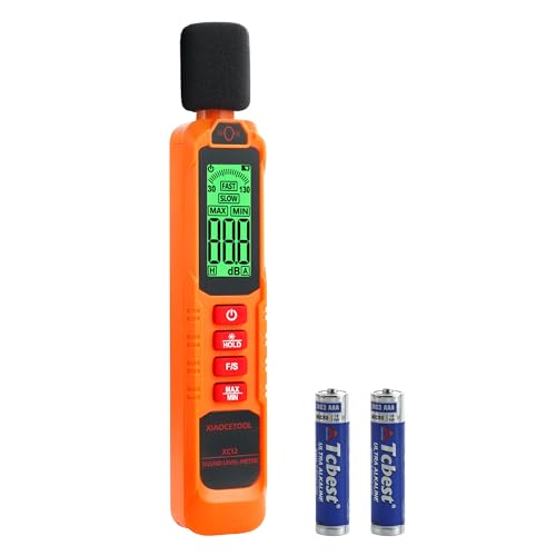 XIAOCETOOL Decibel Meter 30-130 dB with Backlit LCD, A-Weighting, Max/Min, Data Hold