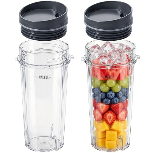ABTER 2-Pack 16oz Ninja Blender Cup Replacement with Lids for BL770/BL780/BL660/BL740/BL810