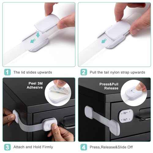 Cabinet Locks Baby Proofing -£¨12 Pack£© Child Proof Cabinet Locks£¬Fridge£¬Oven £¬Toilet Seat£¬ Kitchen£¬Cupboard Appliance£¬Child Proof Door Lock - Multi Purpose Adjustable Strap No Drill No Screws