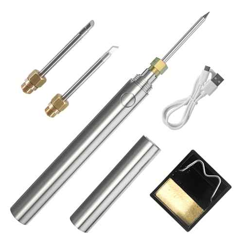 SEQURE P15 Cordless Soldering Iron Kit, 5V 15W USB Portable Soldering Iron with Rechargeable 1100mAh Battery, Electric Soldering Gun Pen with 3 Tips for Indoor & Outdoor Repair Electronics, Appliance
