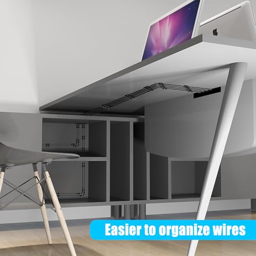 XHF Medium Black Self-Adhesive Cable Clips 50pcs for Wire Management