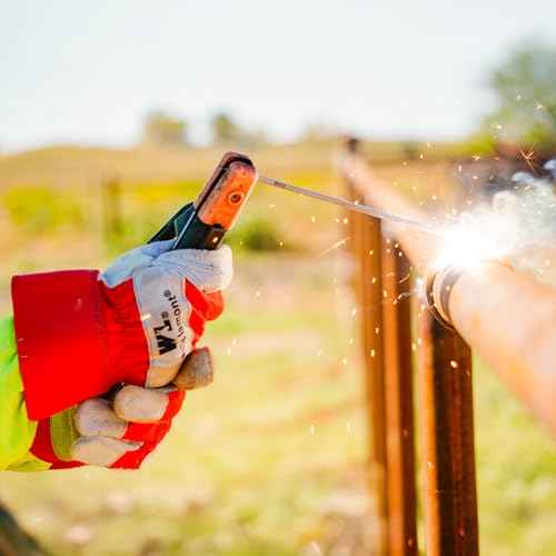 Wells Lamont Leather Work Gloves with Safety Cuff, Double Palm, Split Cowhide, Large (4050)