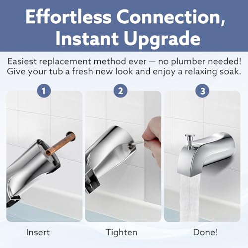 Fosenlion Chrome Tub Spout with Lift Rod Diverter - Leak-Proof Slip Fit for 1/2" Copper Pipe