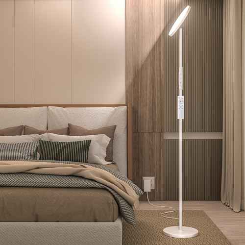 LED Floor Lamp, 3600LM Bright Standing Lamp 350W Equivalent with 2700K-6500K Stepless Dimming, Modern Torchiere Room Lamp with Remote/Touch Control, 69" Tall Lamp for Living Room Bedroom Office(White)