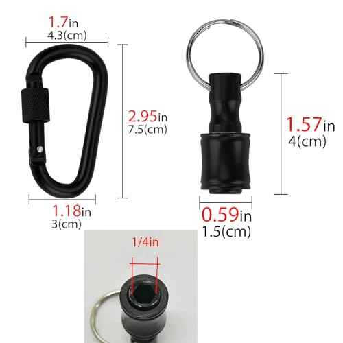 LUEXBOX 1/4 Inch Bit Holder Keychain, Hex Screwdriver Bits Holder Extension Bar, Quick Change Screw Bit Holder for Most Electric, Hand-held Screwdrivers and Drill Bits (A: Black 6pack)