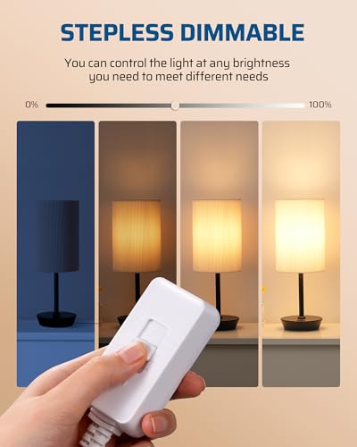 White Plug-in Dimmer Switch for Lamps, Full Range Stepless Control, DEWENWILS