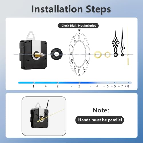 Seektik Clock Mechanism Replacement Kit with 5 Sets of Hands, Silent Quartz Movements 16mm & 23mm Shafts