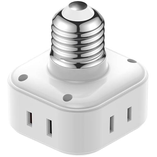 Onite White E26/E27 Light Socket Outlet Adapter 1000W, Indoor/Outdoor, 1 Pack